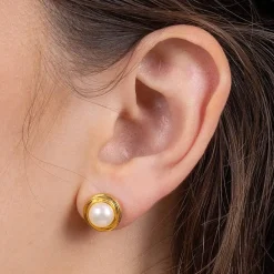 Hot Boucles d'oreilles en Or Promesse de Perle Boucles D'oreilles