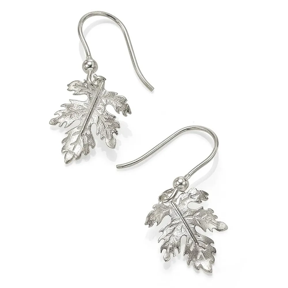 Store Boucles d’oreilles en Argent Feuilles de Longévité Boucles D'oreilles
