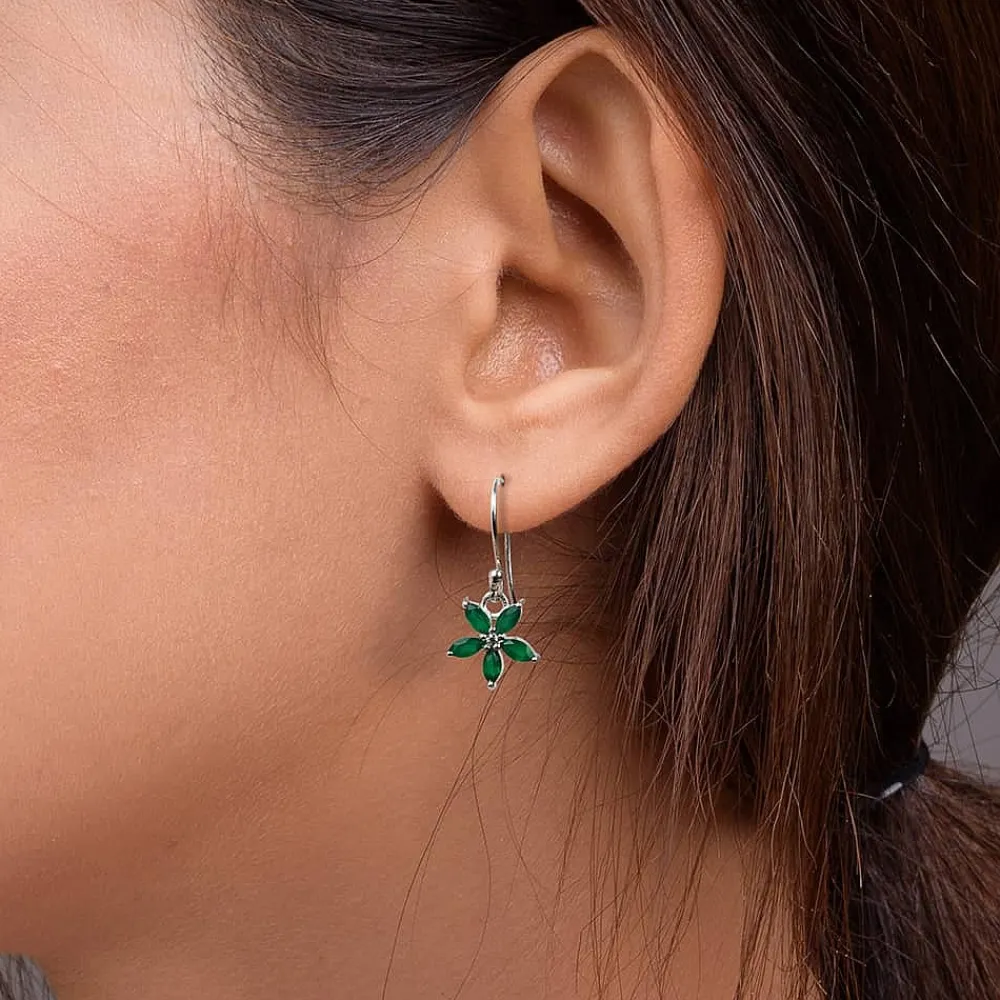 Cheap Boucles d’oreilles Onyx Vert Pétales Positifs Boucles D'oreilles