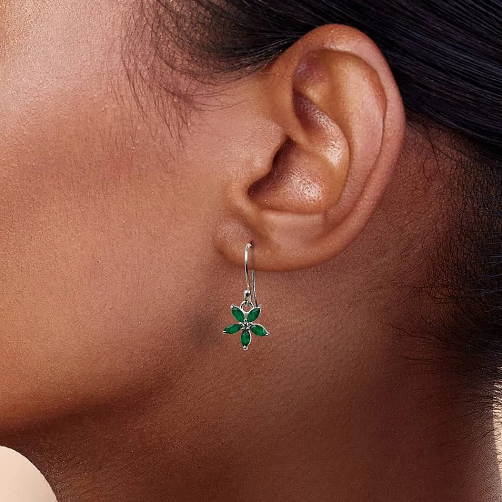 Cheap Boucles d’oreilles Onyx Vert Pétales Positifs Boucles D'oreilles