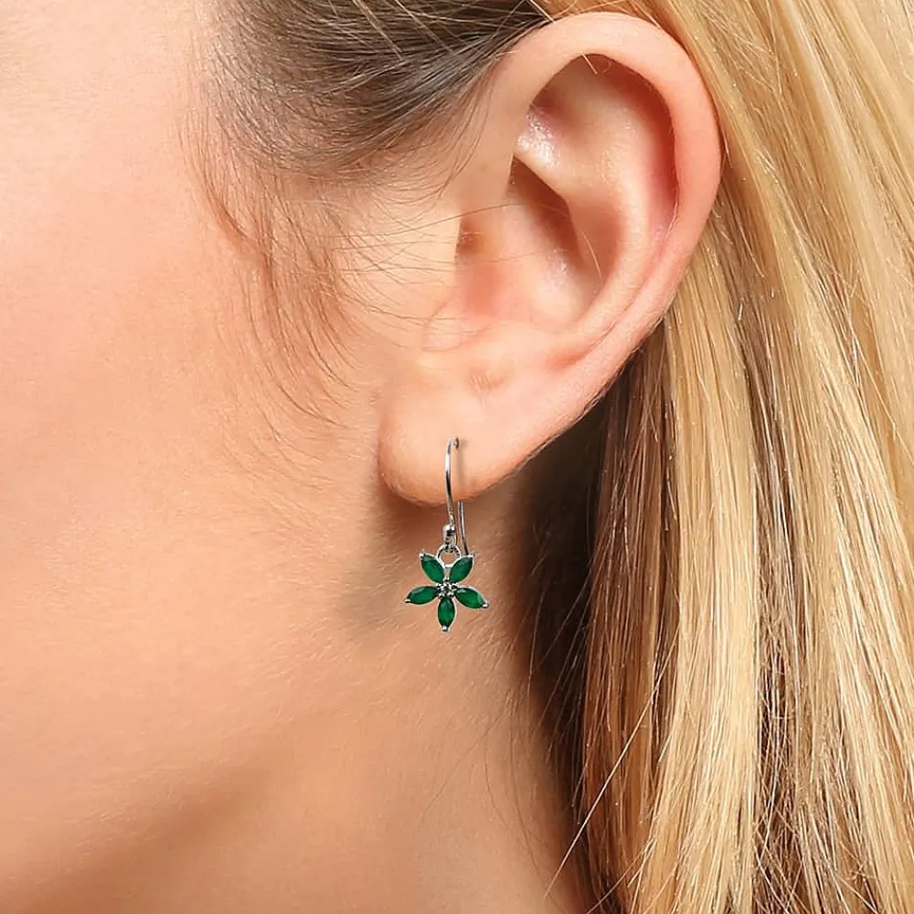 Cheap Boucles d’oreilles Onyx Vert Pétales Positifs Boucles D'oreilles