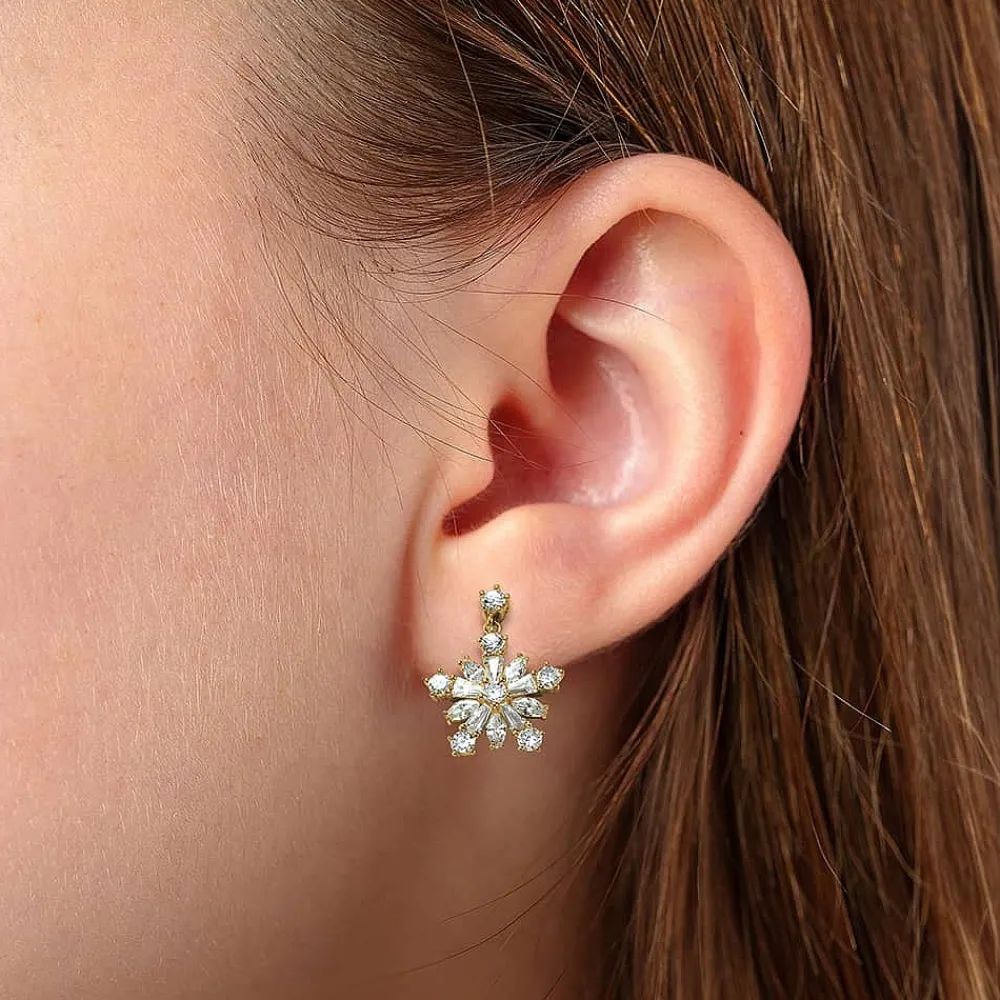 Hot Boucles d’oreilles plaquées Or Célébration Étincelante Boucles D'oreilles
