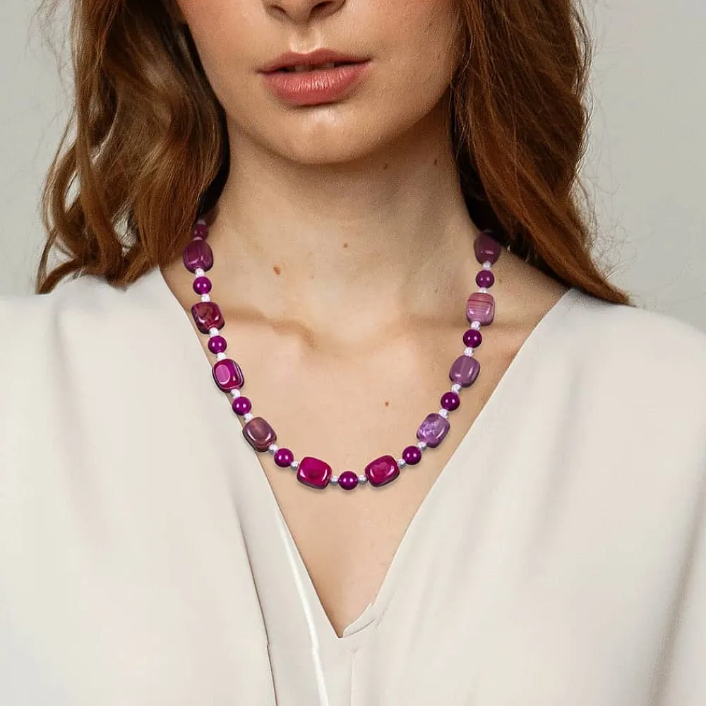 Discount Collier d'Agates Jouez Sur les Couleurs Colliers Et Pendentifs