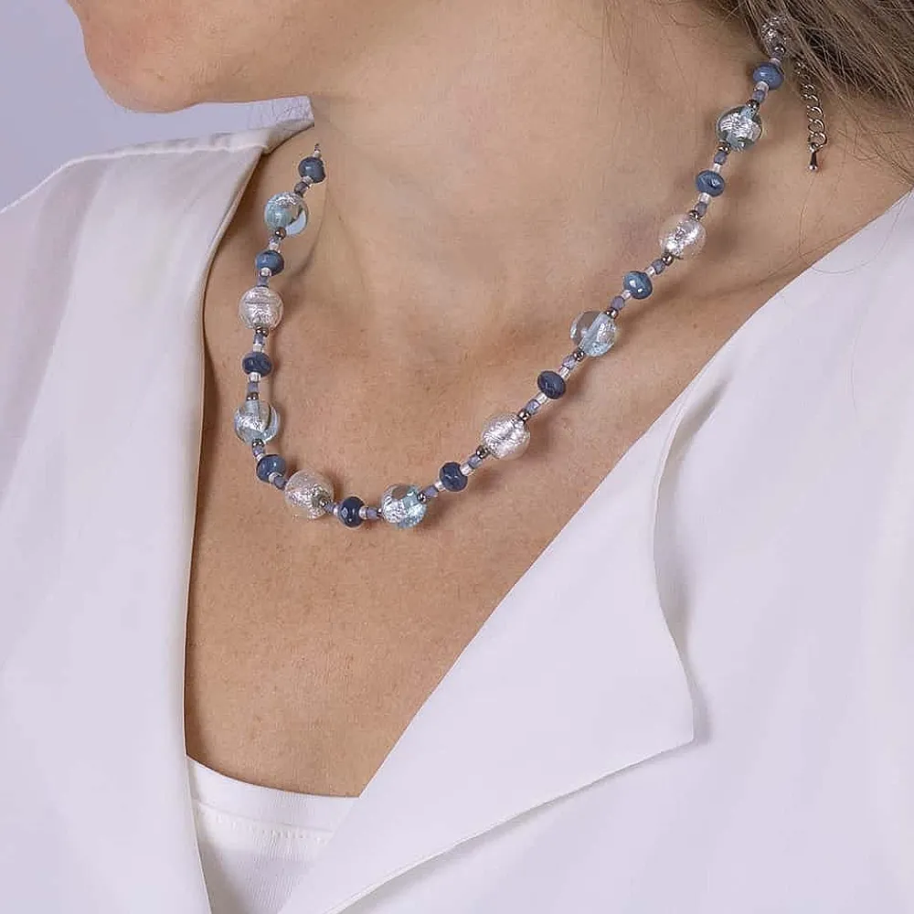 Best Sale Collier en Verre Murano Ciel Limpide Colliers Et Pendentifs