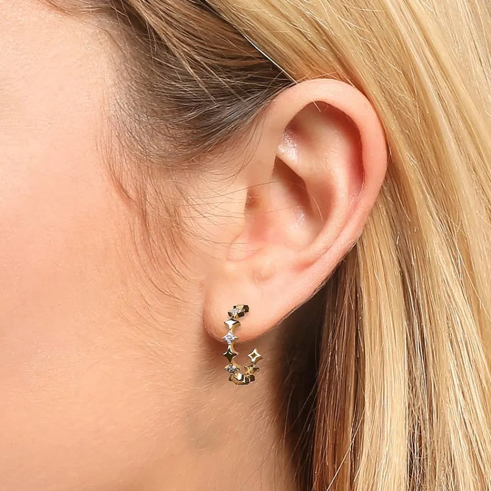 Hot Créoles Cercle Étoilé Boucles D'oreilles