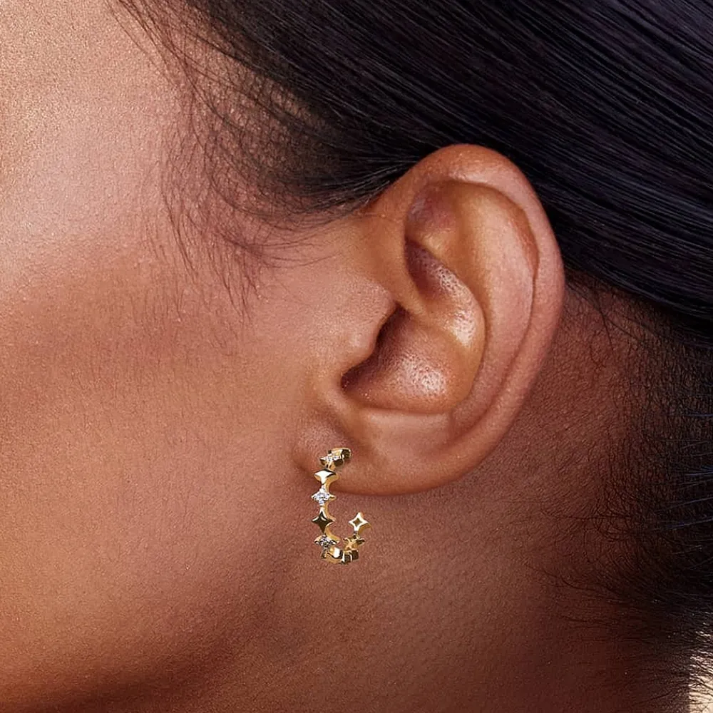 Hot Créoles Cercle Étoilé Boucles D'oreilles