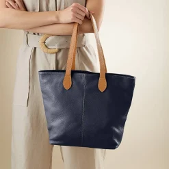 Online Fourre-Tout en Cuir Bleu Marine En Ville Sacs | Sacs À Main