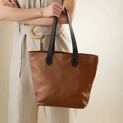 Outlet Fourre-tout en Cuir Brun En Ville Sacs | Sacs À Main