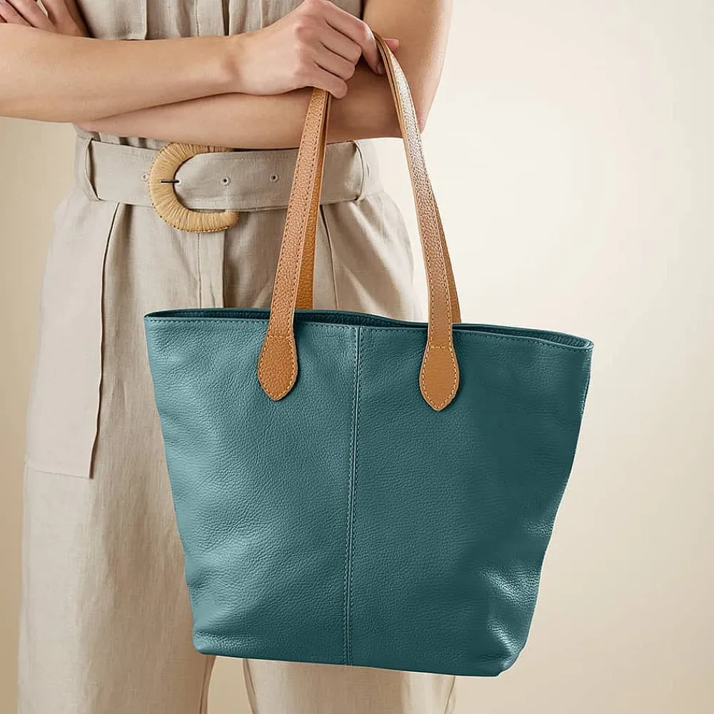 Cheap Fourre-tout en Cuir Sarcelle en Ville Sacs