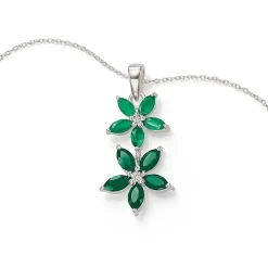 Sale Pendentif Onyx Vert Pétales Positifs Colliers Et Pendentifs