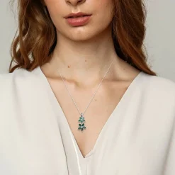 Sale Pendentif Onyx Vert Pétales Positifs Colliers Et Pendentifs