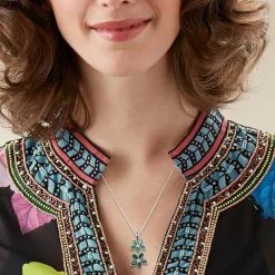 Sale Pendentif Onyx Vert Pétales Positifs Colliers Et Pendentifs