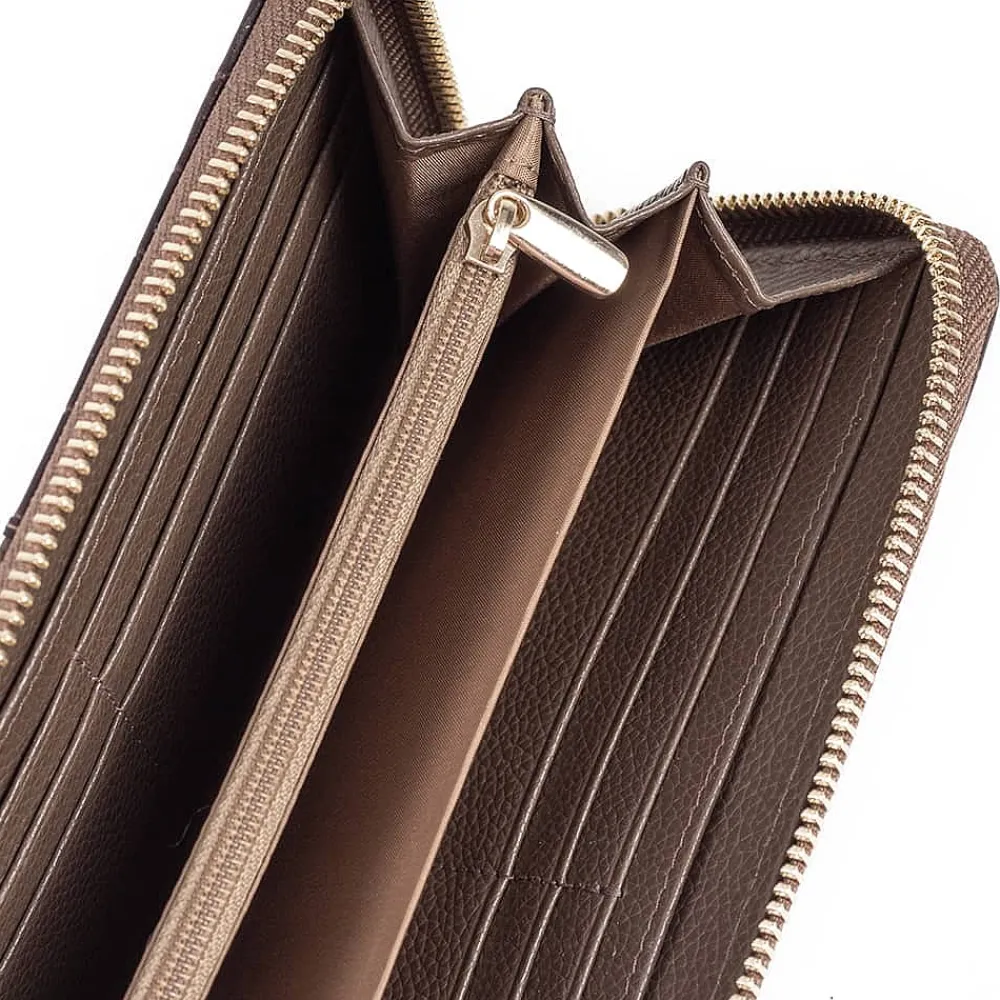 Outlet Portefeuille en Cuir Café Noisette Sacs | Portefeuilles & Porte-monnaie