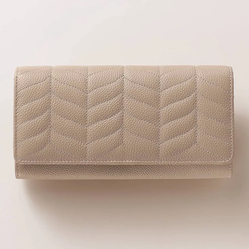 Hot Portefeuille en Cuir Taupe Pureté Neutre Sacs | Portefeuilles & Porte-monnaie