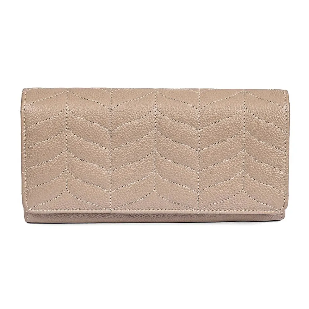 Hot Portefeuille en Cuir Taupe Pureté Neutre Sacs | Portefeuilles & Porte-monnaie