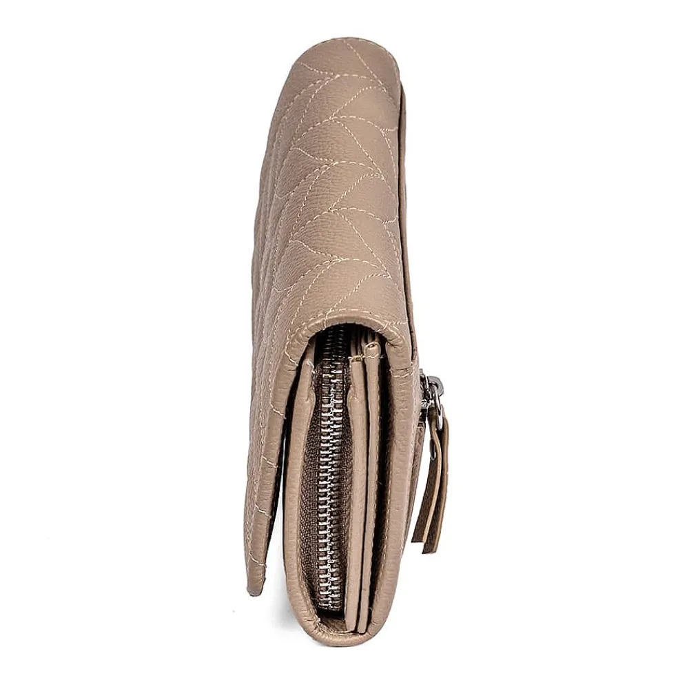 Hot Portefeuille en Cuir Taupe Pureté Neutre Sacs | Portefeuilles & Porte-monnaie