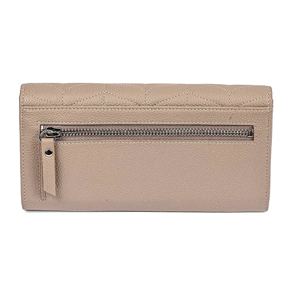 Hot Portefeuille en Cuir Taupe Pureté Neutre Sacs | Portefeuilles & Porte-monnaie