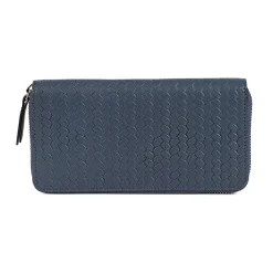 Fashion Portefeuille en Cuir Tissée en Marine Sacs | Portefeuilles & Porte-monnaie