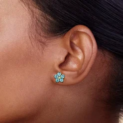 New Puces Bleues Beaux Pétales Boucles D'oreilles