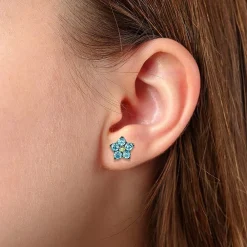 New Puces Bleues Beaux Pétales Boucles D'oreilles