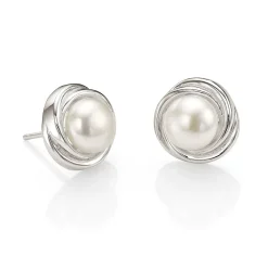 Sale Puces en Argent Promesse de Perle Boucles D'oreilles