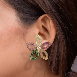 New Puces en Cristal Floraison Inoubliable Boucles D'oreilles