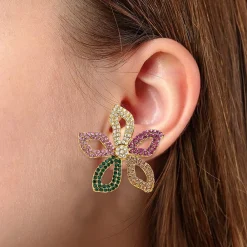 New Puces en Cristal Floraison Inoubliable Boucles D'oreilles