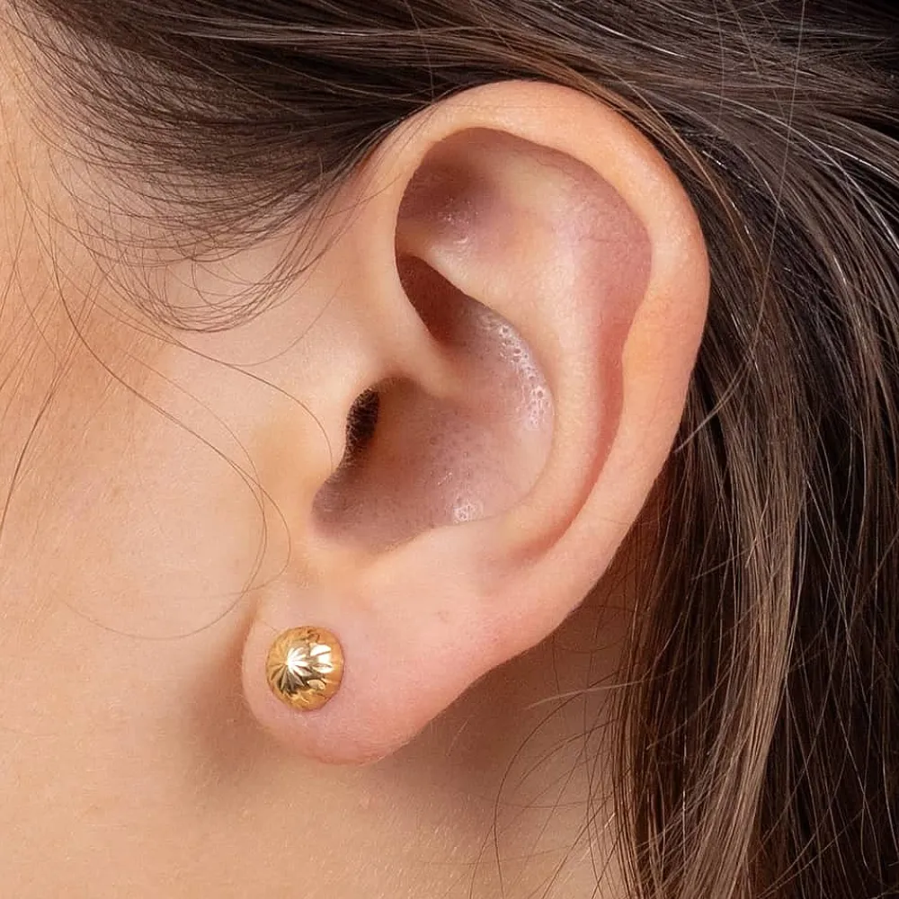 Shop Puces en Or Dômes Détaillés Boucles D'oreilles