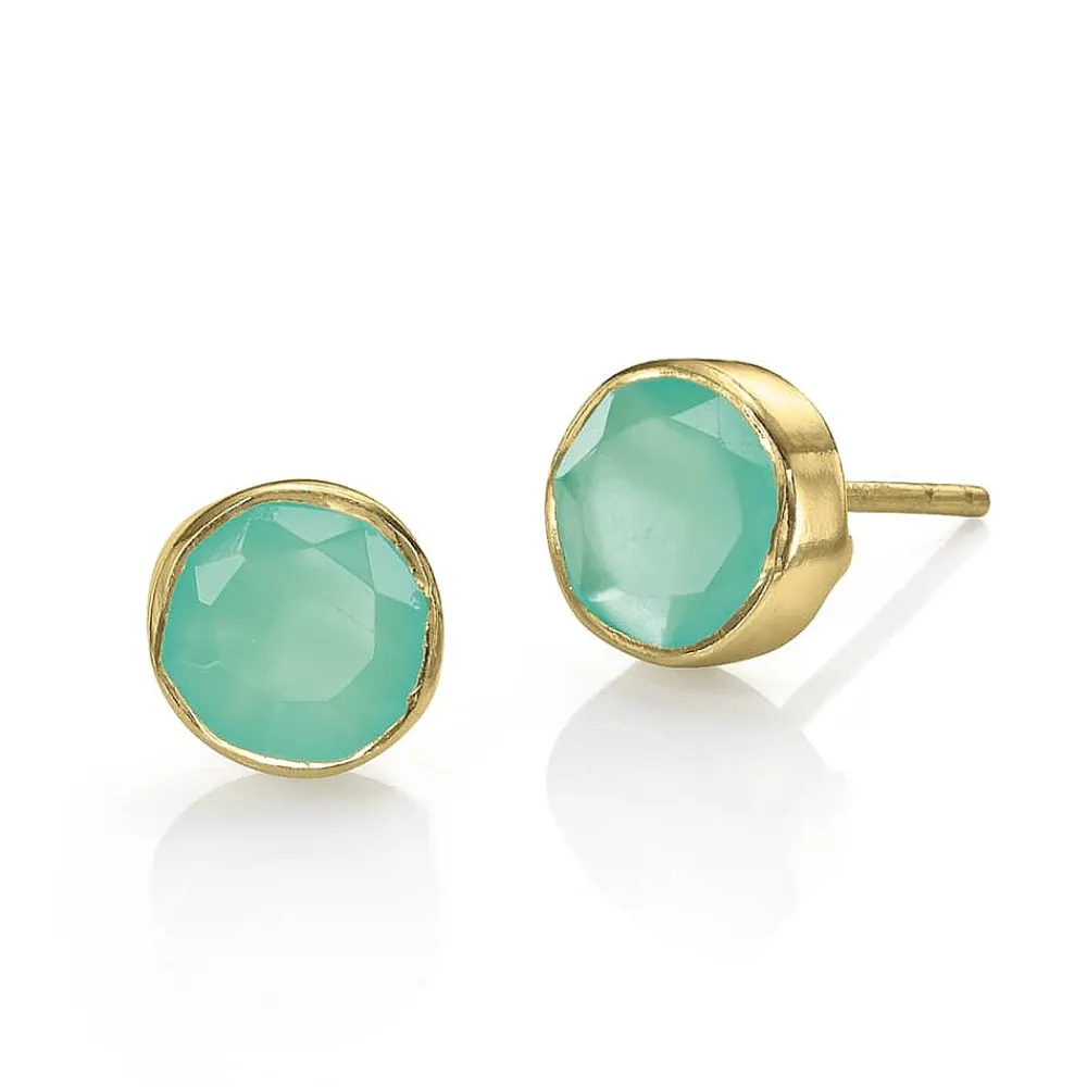Flash Sale Puces en Pierre Précieuse Mélodie Mentholée Boucles D'oreilles