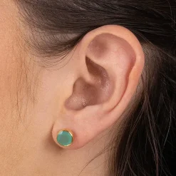 Flash Sale Puces en Pierre Précieuse Mélodie Mentholée Boucles D'oreilles