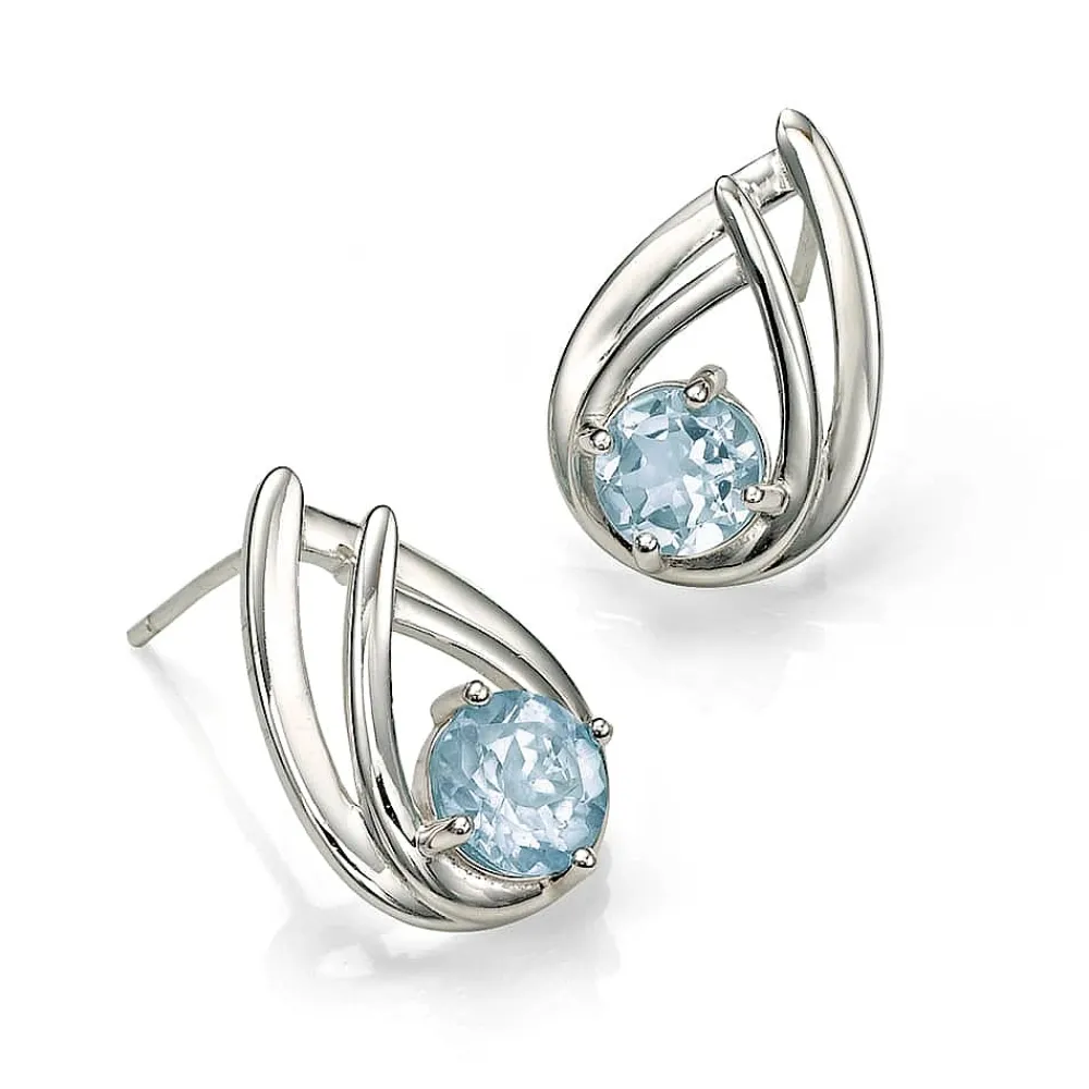 Shop Puces en Topaze Bleue Pointe de Clarté Boucles D'oreilles