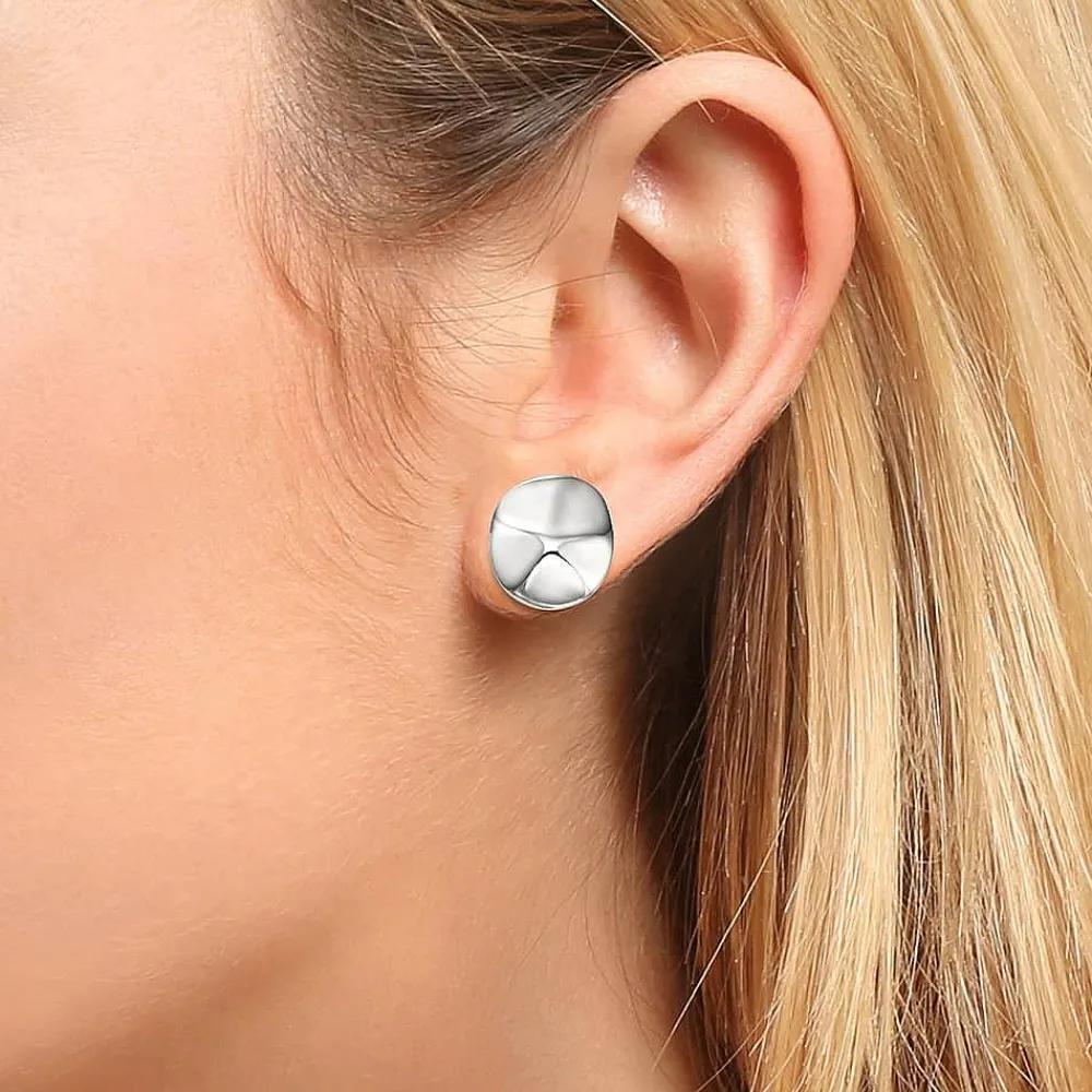 Sale Puces Ondulation Ronde Boucles D'oreilles