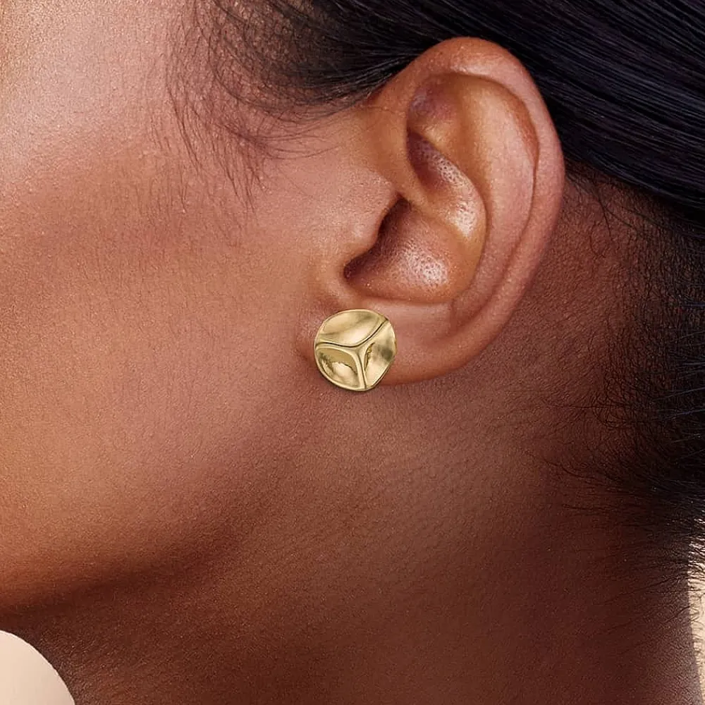 New Puces Ondulations Dorées Boucles D'oreilles