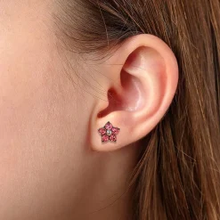 Store Puces Roses Beaux Pétales Boucles D'oreilles