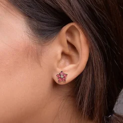 Store Puces Roses Beaux Pétales Boucles D'oreilles