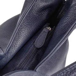 Cheap Sac Bandoulière en Cuir Bleu Marine Pétales Ponctuées Sacs Portés Travers