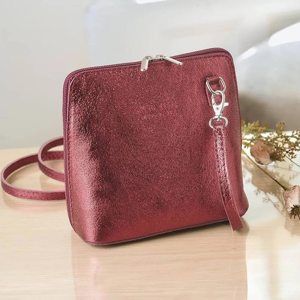 Sale Sac Bandoulière en Cuir Captivez en Canneberge Sacs | Sacs Portés Travers