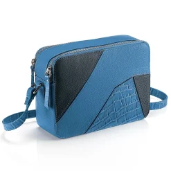 New Sac Bandoulière en Cuir Commence par Bleu Sacs Portés Travers