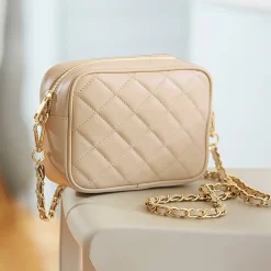 Online Sac Bandoulière en Cuir Écru Dans le Détail Sacs Portés Travers