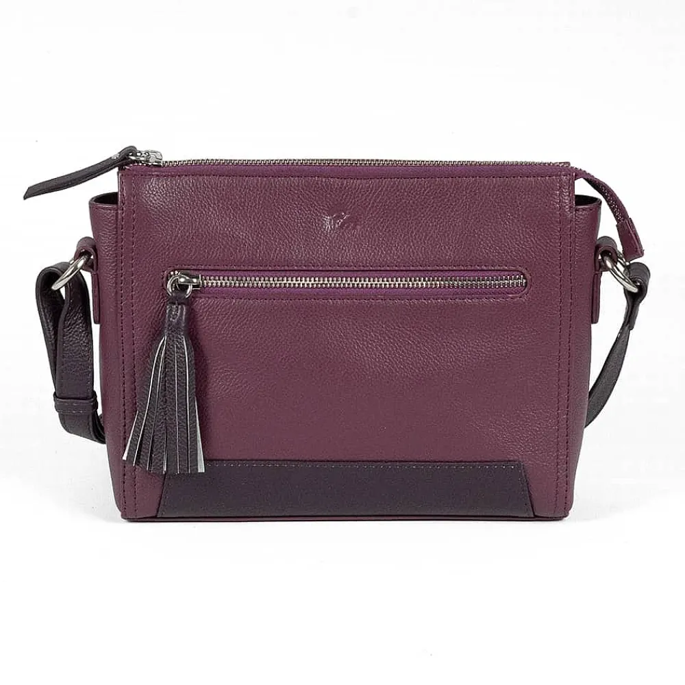 Hot Sac Bandoulière en Cuir Position Prune Sacs | Sacs Portés Travers