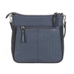 New Sac Bandoulière en Cuir Tisée en Marine Sacs | Sacs Portés Travers