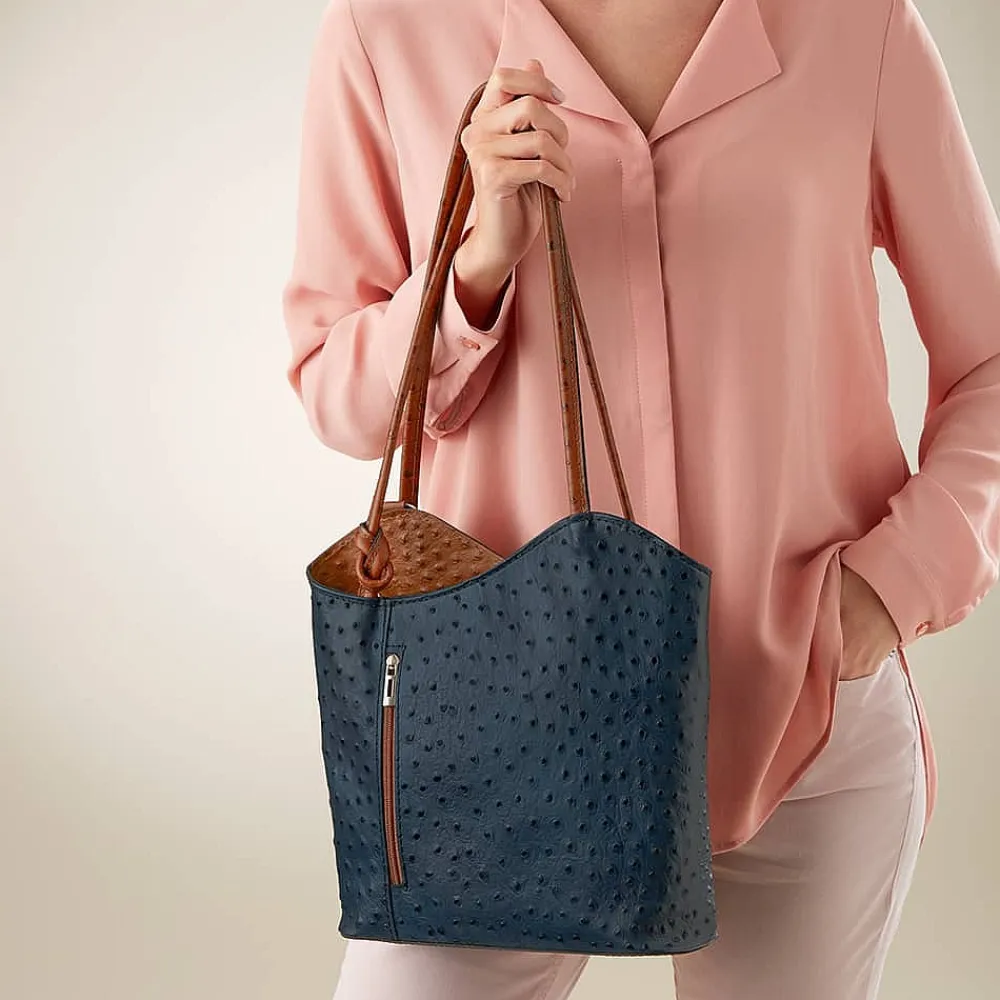 Online Sac en Cuir Bleu Marine Ouverte au Changement Sacs | Sacs À Main