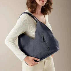 Outlet Sac en Cuir Bleu Marine Tulipe Sacs | Sacs À Main
