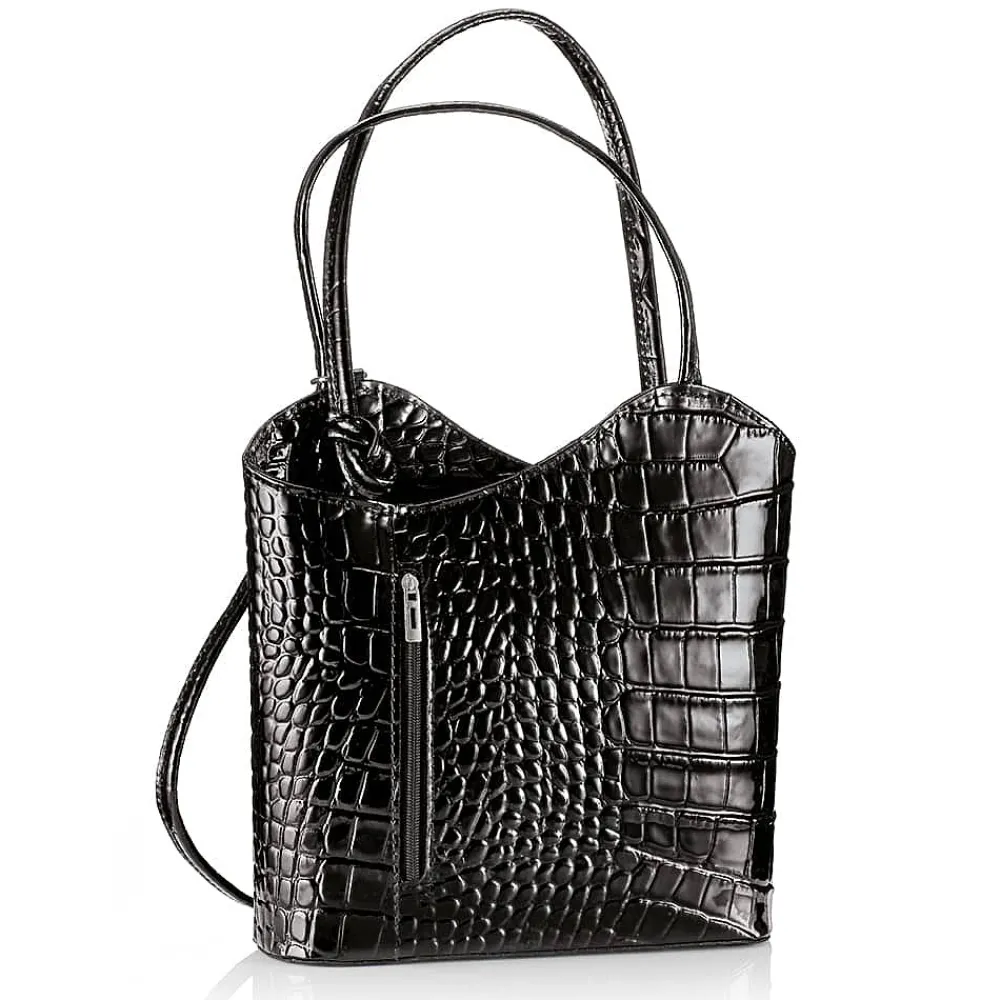 Fashion Sac en Cuir Ébène en Avant Sacs | Sacs À Main