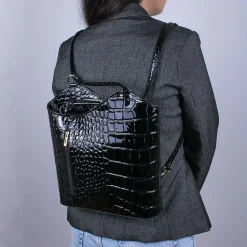 Fashion Sac en Cuir Ébène en Avant Sacs | Sacs À Main