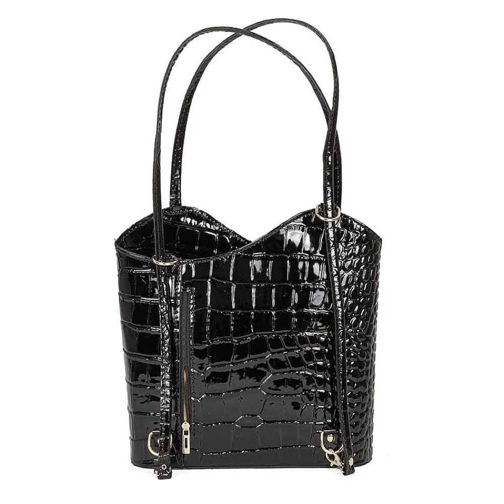 Fashion Sac en Cuir Ébène en Avant Sacs | Sacs À Main