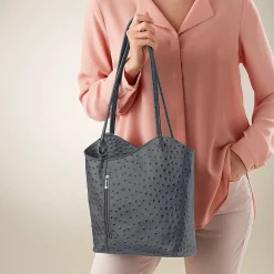 New Sac en Cuir Gris Élégamment Gaufrés Sacs | Sacs À Main