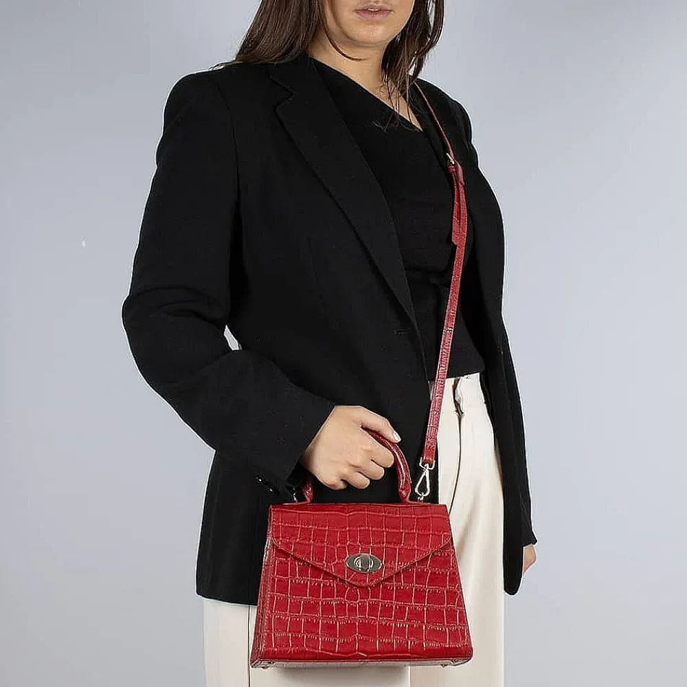 Discount Sac en Cuir Rouge Élégante Intention Sacs | Sacs À Main