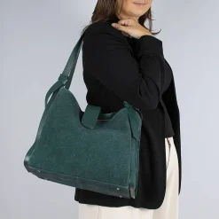 Store Sac en Daim Vert Cédez à la Tentation Sacs | Sacs À Main